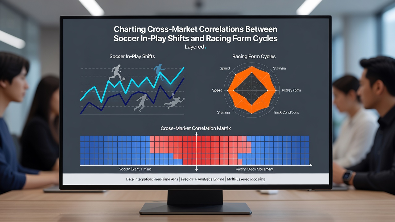 Chart displaying layered accumulator structure that combines soccer in-play outcomes with racing form cycle selections