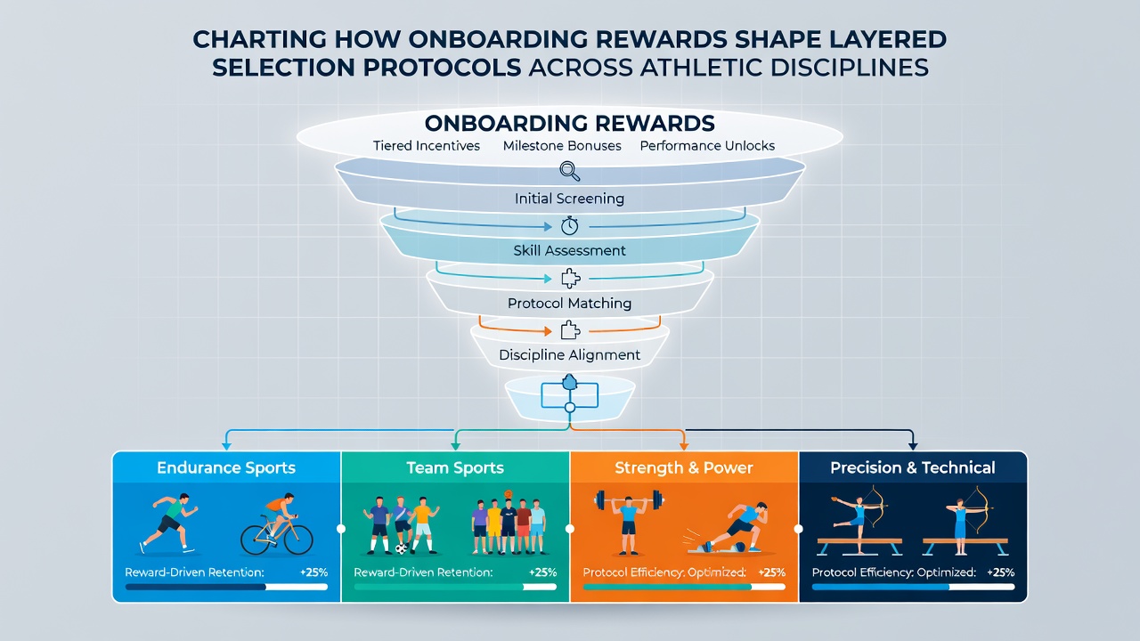 Flow chart illustrating how early rewards connect to successive selection tiers in endurance and combat sports