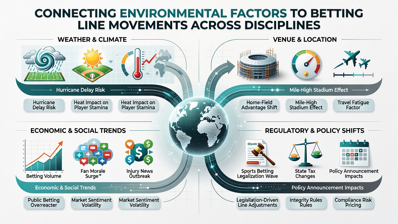 Data analysis of environmental impacts on sports betting lines across multiple disciplines