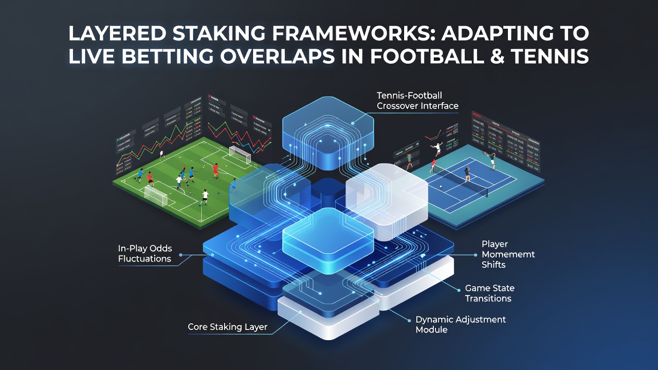 Layered staking visualization showing football and tennis betting overlaps with dynamic adjustments