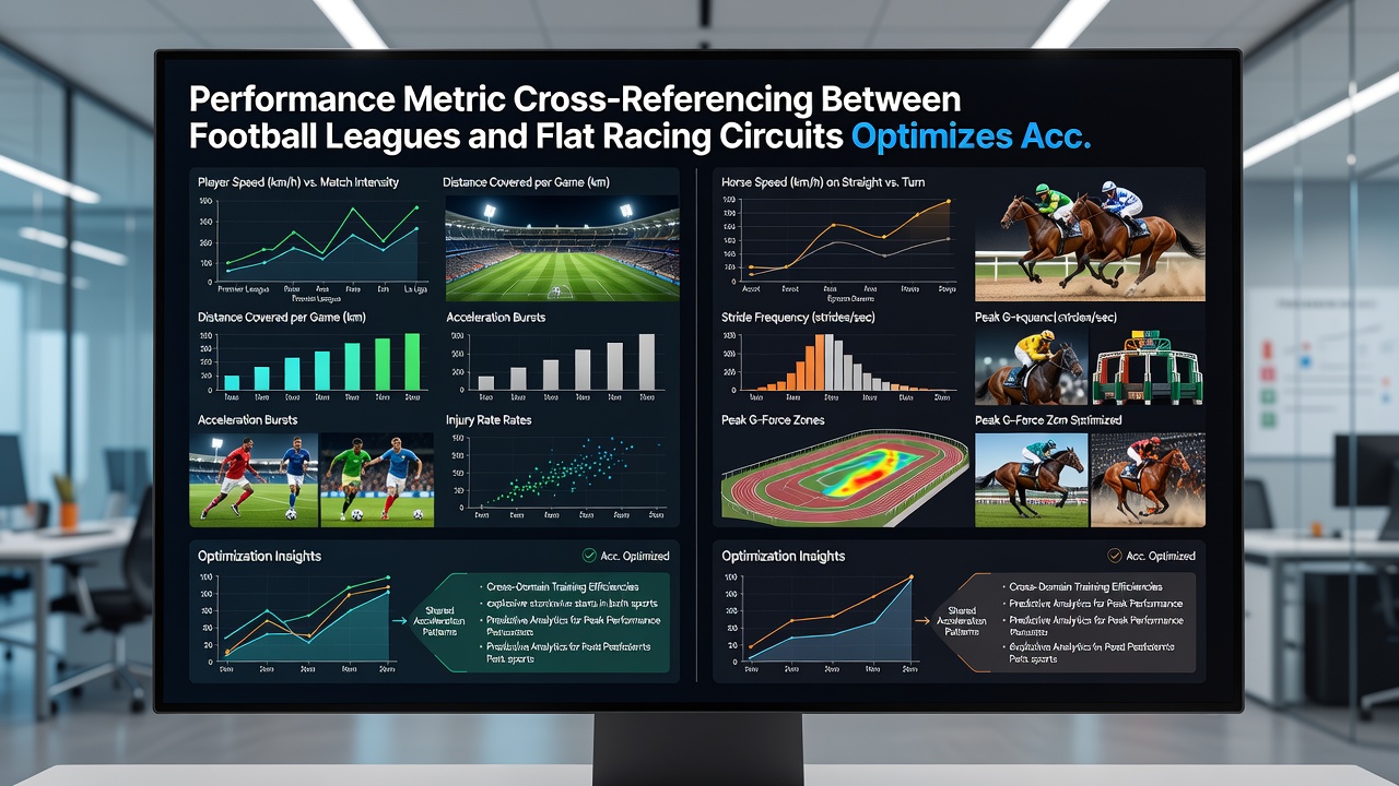 Detailed chart showing metric correlations between soccer performance indicators and thoroughbred racing data points