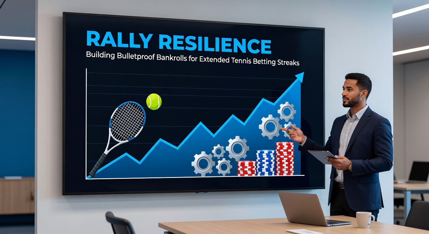 Graph charting bankroll growth curves during a simulated tennis betting streak, highlighting resilient strategies versus aggressive ones
