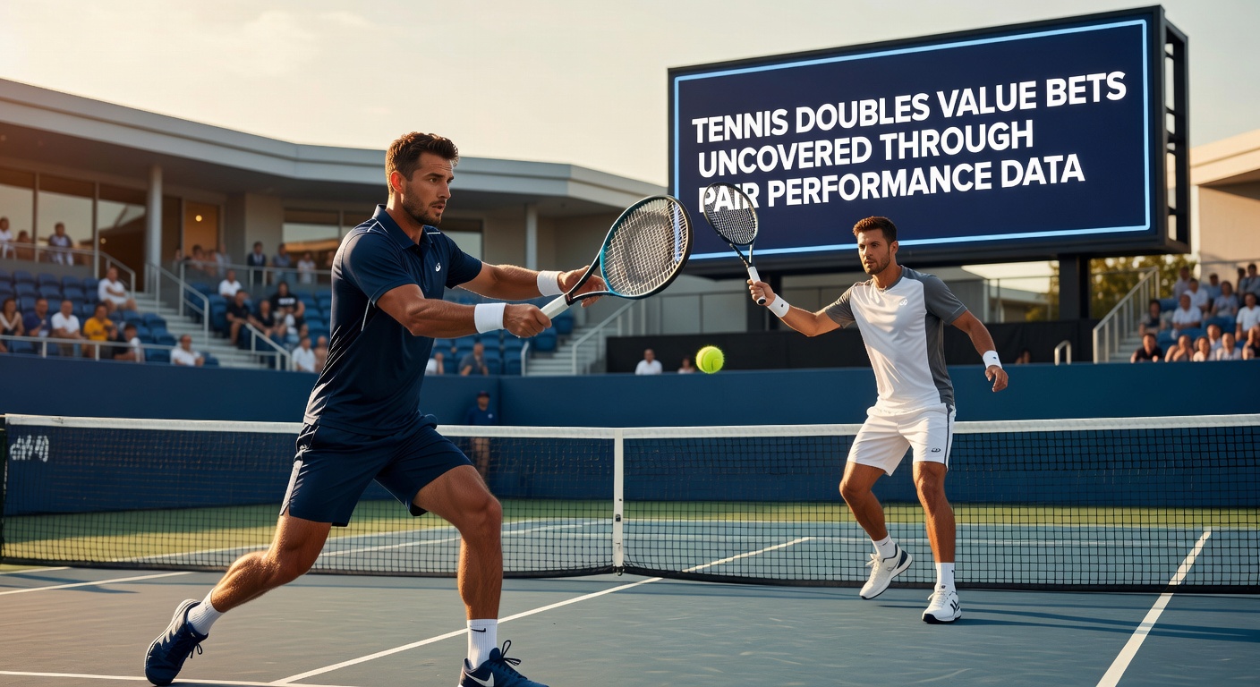 Tennis doubles players executing a synchronized volley at net during a high-stakes match on clay courts